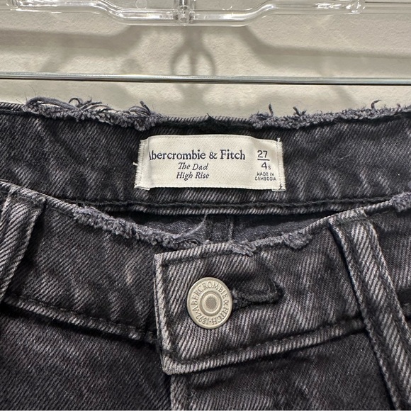 Abercrombie and Fitch The Dad High Rise Distressed Black Straight Leg Jeans 27 - Picture 8 of 16